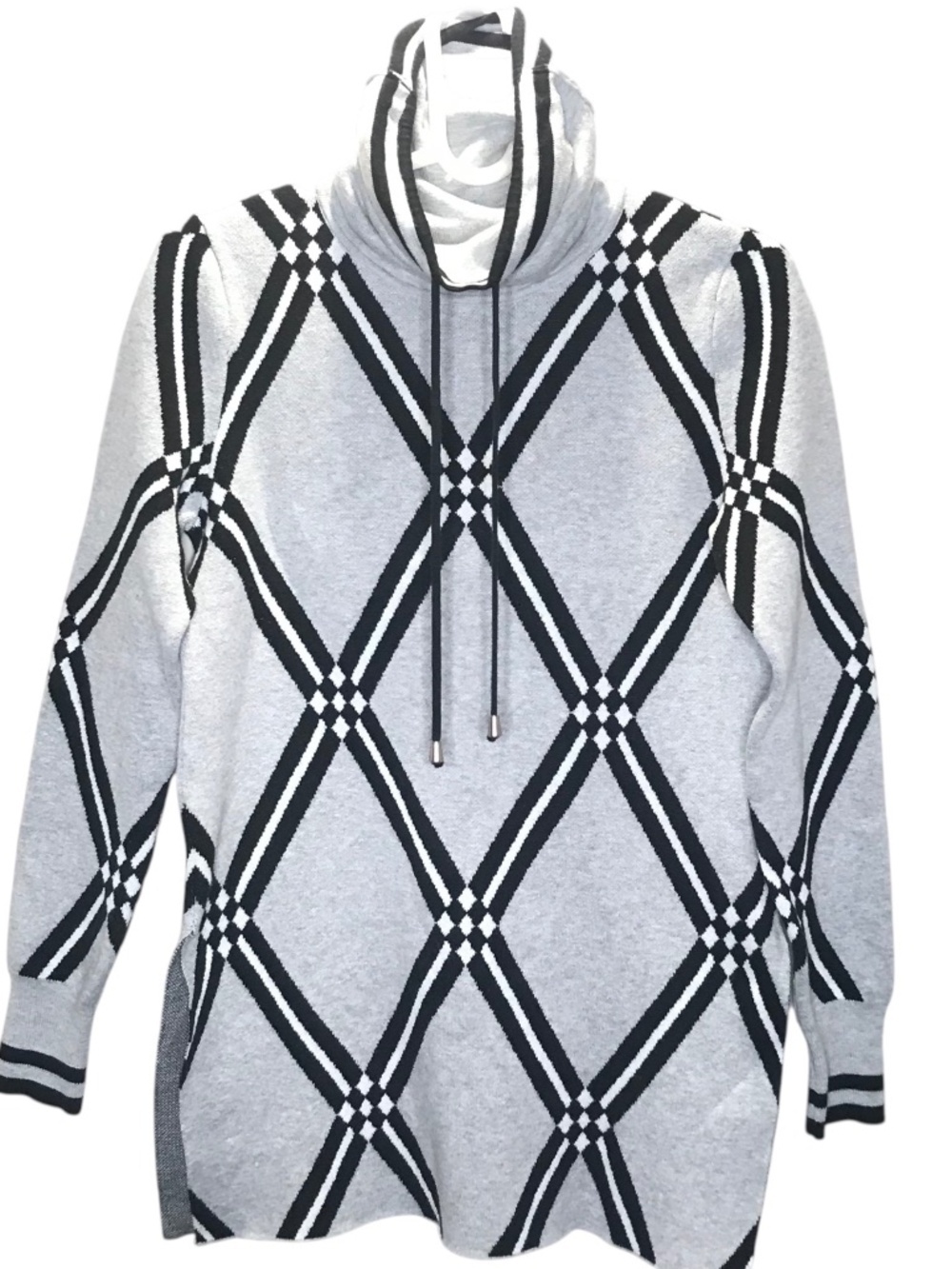 Tristan Gray Argyle Cowl Neck Sweater /Dress/ Tunic Quiet Luxury